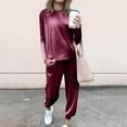 thumbnail image 1 of Women's Velour Track Suit, 2 Piece Velvet Loungewear Set, Long Sleeve Sweatshirt and Jogger Pants, Soft Comfort Outfit, Fall Travel Jogging Suit Wine S, 1 of 10
