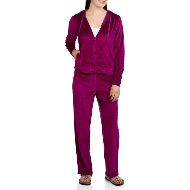 Women's Velour Tracksuit Set with Hoodie