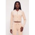 thumbnail image 1 of Women's Velour Zip Front Cropped Sweatshirt, 1 of 4