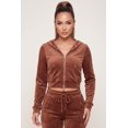 thumbnail image 1 of Women's Velour Zip Front Cropped Sweatshirt, 1 of 4