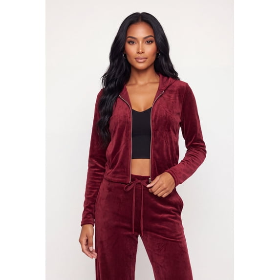 Women's Velour Zip Front Sweatshirt