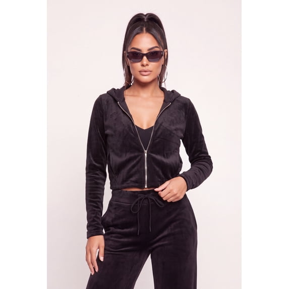 Women's Velour Zip Front Sweatshirt