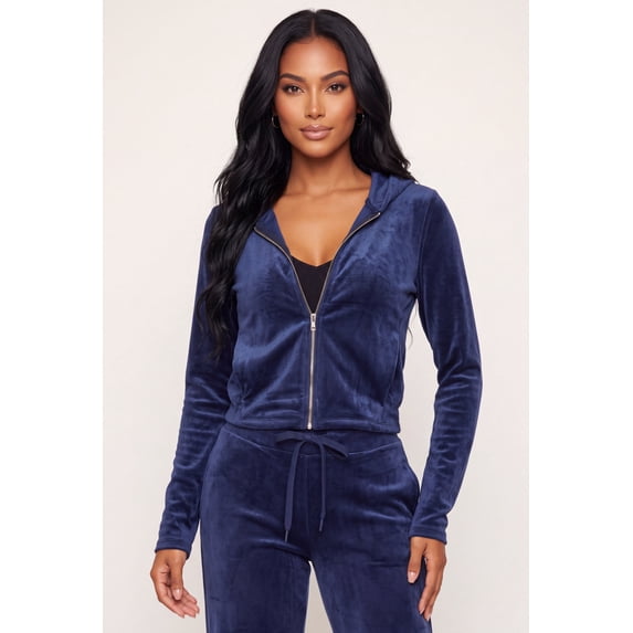 Women's Velour Zip Front Sweatshirt