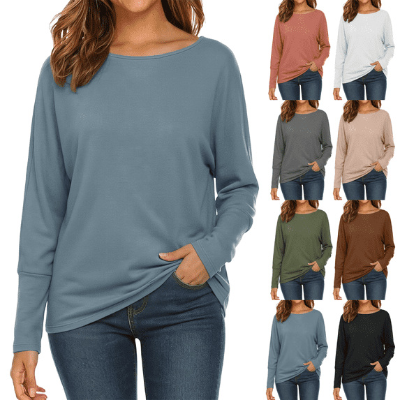 Women's Velvet Base Layer Thermal Tops Solid Color Boat Neck Long Sleeve Loose Fit Fall Winter Warm Comfy Shirts,Sizes S-2XL