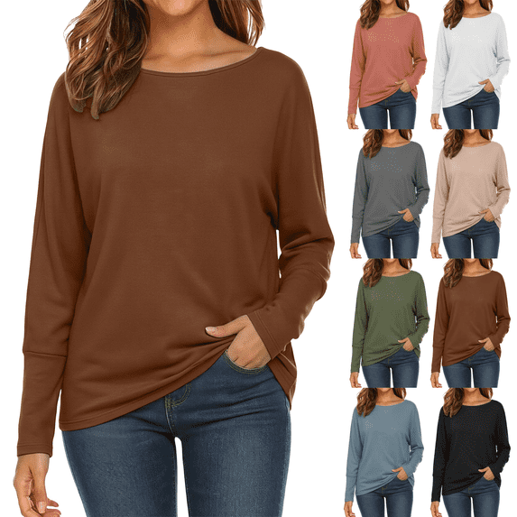 Women's Velvet Base Layer Thermal Tops Solid Color Boat Neck Long Sleeve Loose Fit Fall Winter Warm Comfy Shirts,Sizes S-2XL
