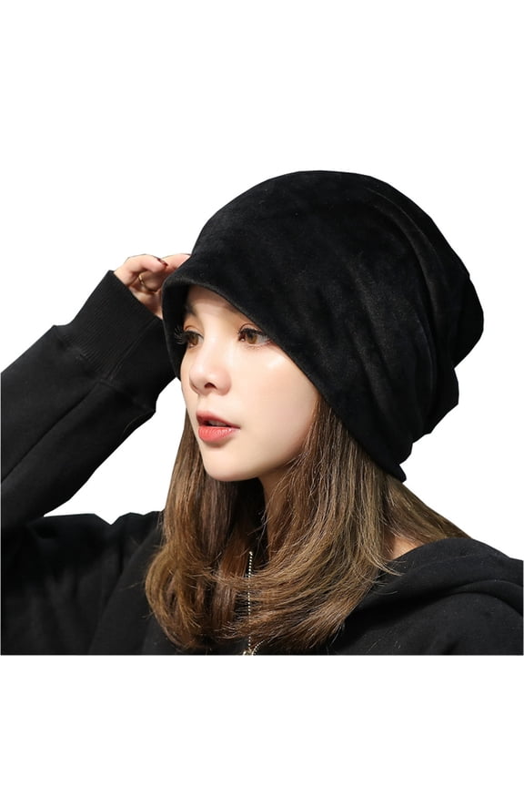 Women's Velvet Beanies Winter Korean Fashion Hats Cap Warm Stretch Skully