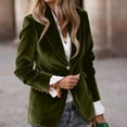 thumbnail image 1 of Women's Velvet Blazer Suit Jackets Business Casual Button Up Fall Winter Outerwear Work Office Coats 2025 Army Green M, 1 of 5