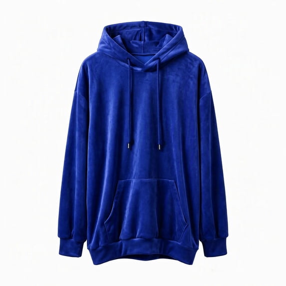 Women's Velvet Drawstring Hoodie Ghalytn Oversized Drop-Shoulder Pullover Sweatshirt with Pocket