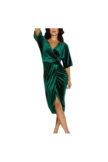 slim fit dress slacks Velvet Long Sleeve Corset Mini Dress in Emerald Green - 4
