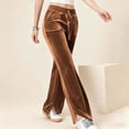 thumbnail image 1 of Women's Velvet Flare Pants, High Waist Drawstring Wide Leg Pants, Soft Casual Lounge Pants with Side Pockets for Daily Wear, Loungewear and Relaxed Outfits Coffee M, 1 of 7