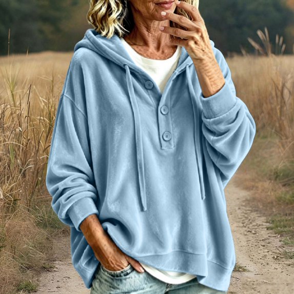 Women's Velvet Hoodie - Soft Velour Pullover Sweatshirt, Sky Blue