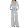 thumbnail image 1 of Women's Velvet Hoodie and High Waist Jogger Pants Set Soft Stretchy Athletic Comfort Wear, 1 of 8