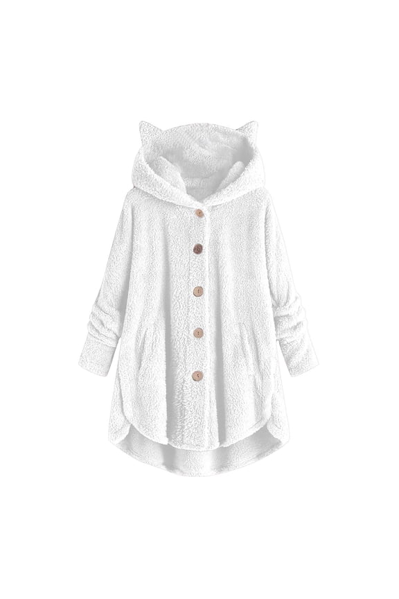 Women's Velvet Jacket with Cat Ear Hooded Patchwork Design for Autumn Winter Seasons