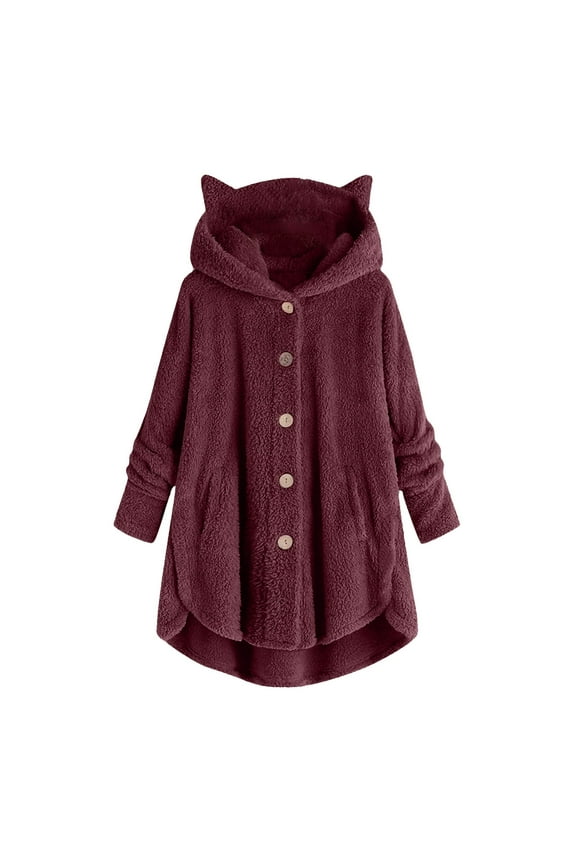 Women's Velvet Jacket with Cat Ear Hooded Patchwork Design for Autumn Winter Seasons