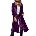 thumbnail image 1 of Women's Velvet Long Cardigan Jacket Dressy Velour Maxi Coats Vintage Open Front Duster Cardigans Pocket Outwear S-2XL, 1 of 6