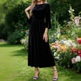 thumbnail image 1 of Women's Velvet Long Sleeve Sweater Dress Casual Crew Neck Tunic Dresses Fall Trendy Outfits Black S, 1 of 7