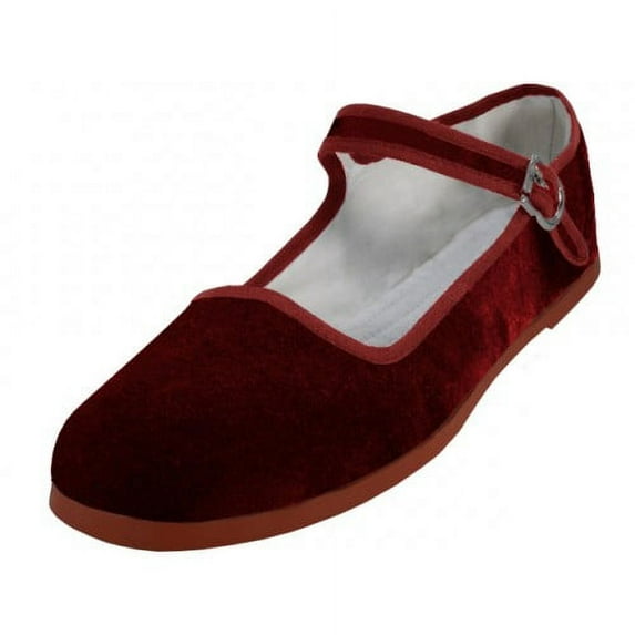 Women's Velvet Mary Jane Shoes Flat Ballet Colors