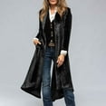 thumbnail image 1 of Women's Velvet Open Front Cardigan Long Trench Coat, Elegant Back High Slit Jackets with Pockets Party Dinner Outerwear Black M, 1 of 8