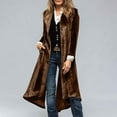 thumbnail image 1 of Women's Velvet Open Front Cardigan Long Trench Coat, Elegant Back High Slit Jackets with Pockets Party Dinner Outerwear Brown XL, 1 of 8