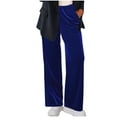 thumbnail image 1 of Women's Velvet Pants Drawstring Waist Wide Leg Trousers Casual Loungewear Pant with Pockets Wide Leg Trousers Woman S-35 Blue L, 1 of 7