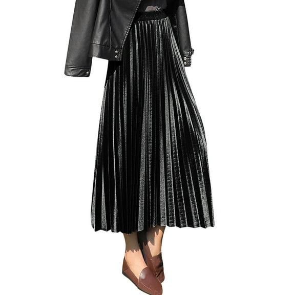 Women's Velvet Pleated Skirt - High Waist, Hips-Wrapped Design, Stretchy Fabric for All Seasons (S-XXL)