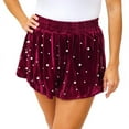 thumbnail image 1 of ZQUUVOU Women's Velvet Short Skirt Holiday Elastic High Waist Pearl Studded Skort With Shorts Christmas Party Red, 1 of 8