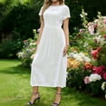 thumbnail image 1 of Women's Velvet Short Sleeve Dresses Loose Plain Casual Long Maxi Dresses for Women White XL, 1 of 7