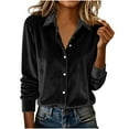 thumbnail image 1 of Women's Velvet Solid Tops 2026 Spring Summer Outfits T-shirt Trendy Long Sleeve Button Down Shirts Fashion party Shirts Casual Basic Blouses, 1 of 6