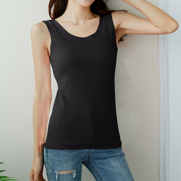 Women's Velvet Tank Tops Basic Sleeveless Round Neck Velour Layering Pullover Shirts Soft Warm Solid Slim Fit Blouse