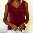 thumbnail image 1 of Women's Velvet Tank Tops Cowl Neck Sleeveless Camisole Tops Dressy Casual Blouses Shirts Red M, 1 of 7