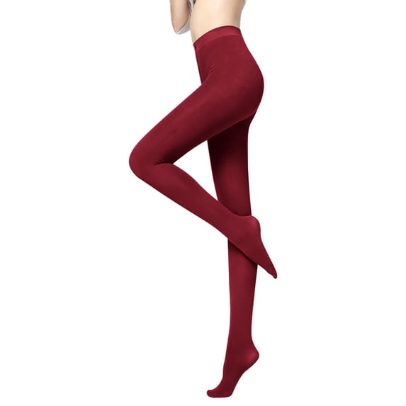Women's Velvet Thermal Leggings, High Waisted Tummy Control Stretch Pants, Soft Warm Fleece Lined Winter Tights, Opaque Comfortable Everyday Leggings for Skirts and Casual Wear - Wine