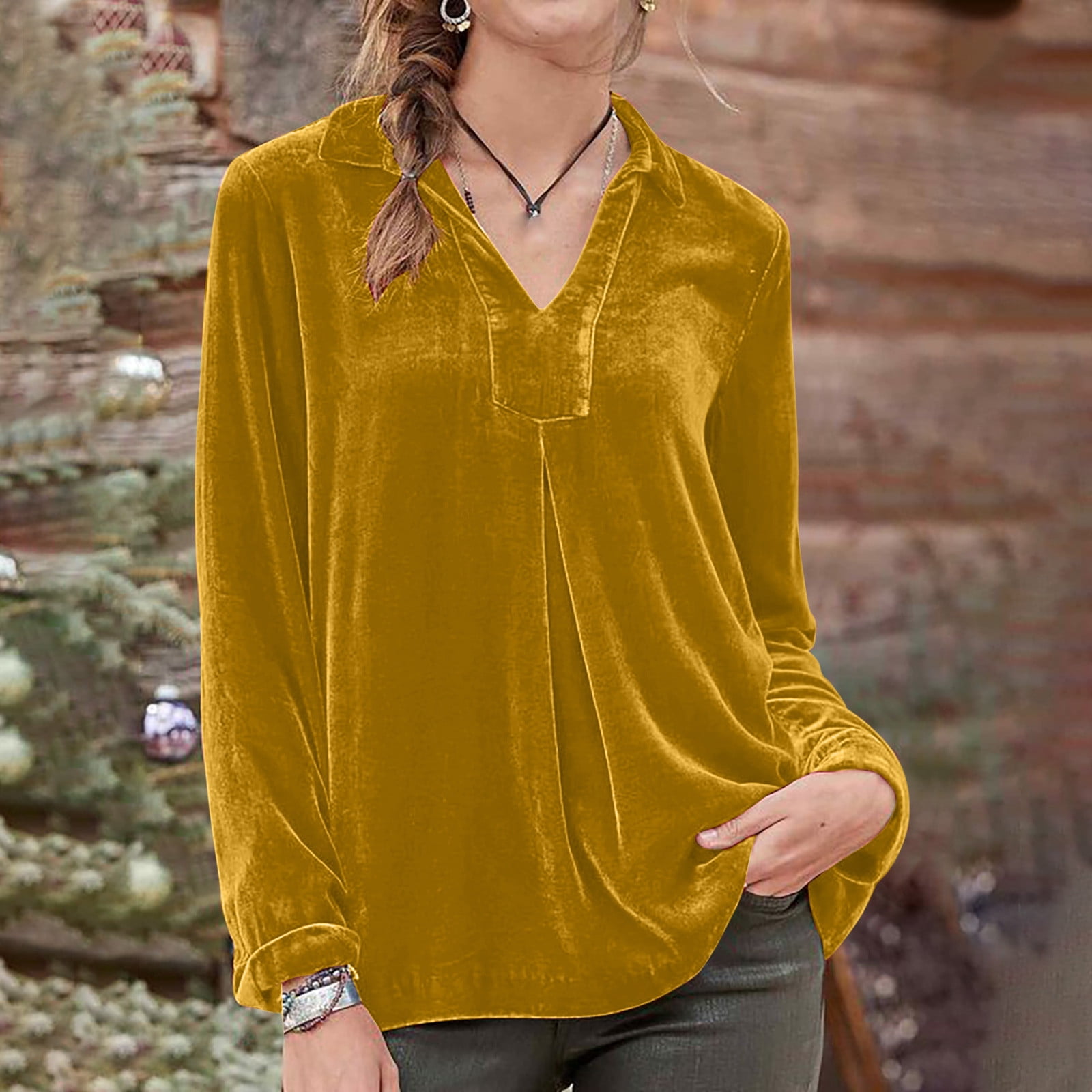 yellow velvet blouse