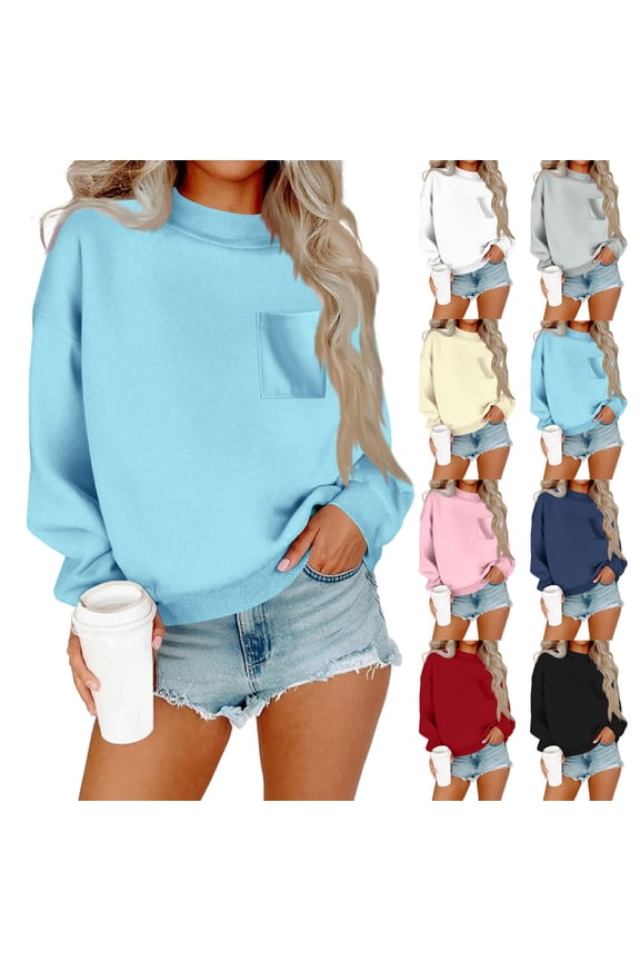 Women's Velvet Turtleneck Long Sleeve Sweatshirt Tops Solid Color Loose Fit Casual Daily Wear Loungewear Fashion Essential Gift for Women | Ihhddx,Beige L