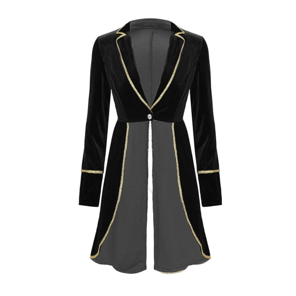 Women's Velvet Victorian Steampunk Tailcoat Long Renaissance Waistcoat Halloween Gothic Party Wear
