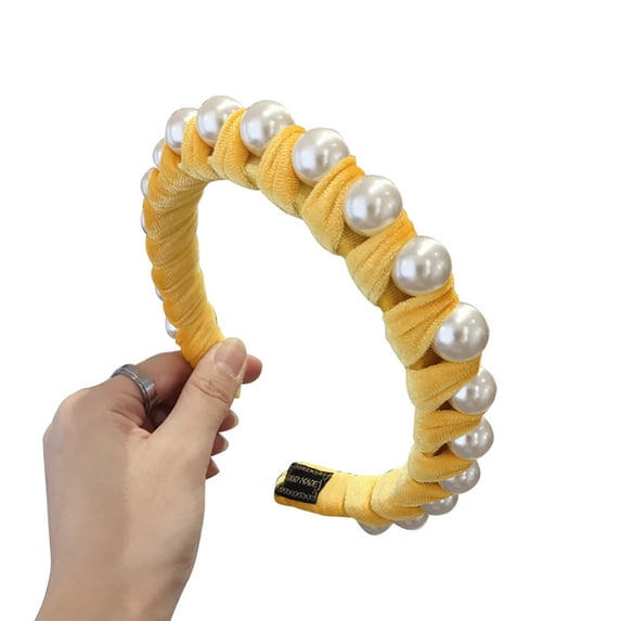 Women's Velvet Wide Headbands with Faux Pearls - Elastic Vintage Hair Wraps, Perfect Hair Accessories for Birthday & Christmas Gifts