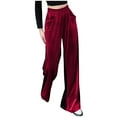 thumbnail image 1 of Women's Velvet Wide Leg Pants High Waist Soft Comfy Palazzo Velour Pants Trousers with Pockets for Fall Winter Womens Clothes, 1 of 6