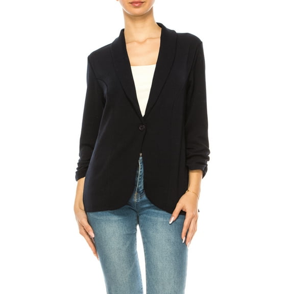 Women's Versatile Blazer for Work Casual Wear Ruched SleevesSingle Button