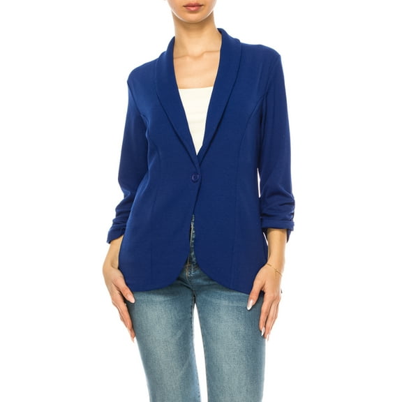 Women's Versatile Blazer for Work Casual Wear Ruched SleevesSingle Button