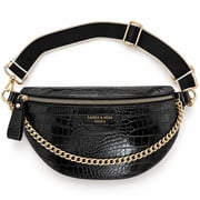 Womens Versatile Crocodile-Textured PU Waist Bag - Adjustable Wide Strap, Convertible Crossbody/Shoulder Bag for Commuting, Travel, Party, Compact Size 9.64"L x 3.14"W x 6.29"H