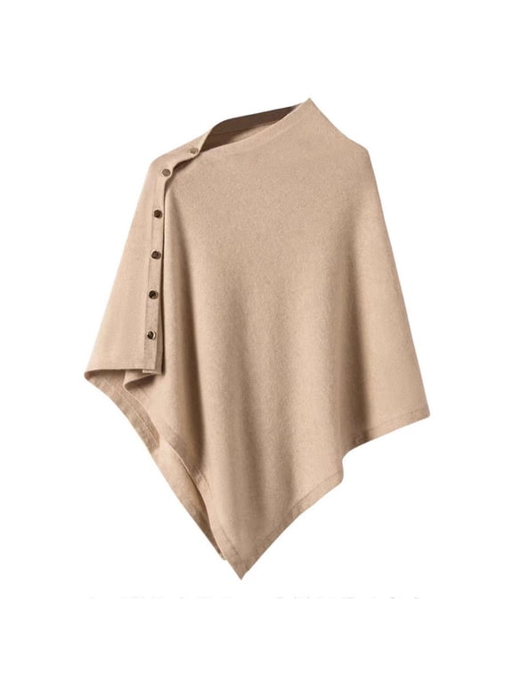 Women's Versatile Knitted Shawls Scarf Poncho Sweater Capes with Buttons Lightweight Fall Winter Wraps