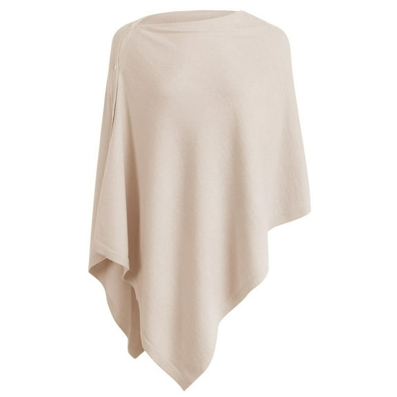 PULI Women’s Knitted Scarf Poncho Sweater Lightweight Buttoned Shawl, Spring Summer Autumn Cardigan Cape