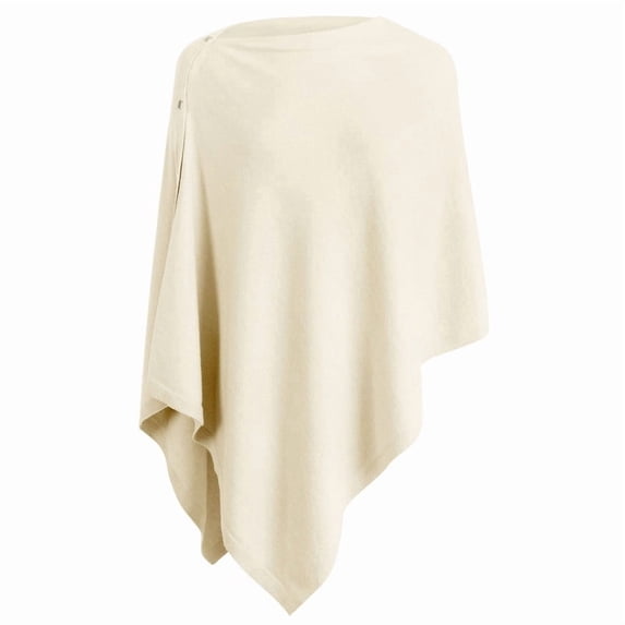PULI Women’s Knitted Scarf Poncho Sweater Lightweight Buttoned Shawl, Spring Summer Autumn Cardigan Cape