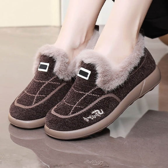 Women's Versatile Shallow Footed Warm Home Cotton Shoes With Soft Soles And Comfortable Women's Shoes