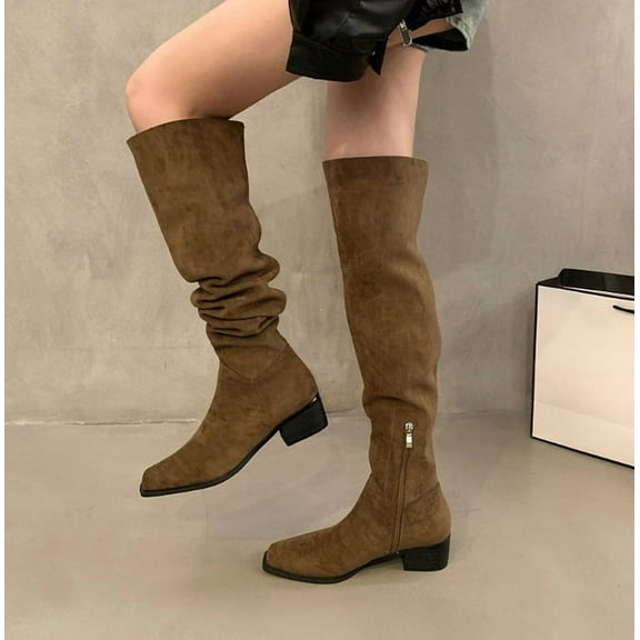 Women's Versatile Suede Over - the - Knee Boots - Three - in - One Wear Styles (Over - Knee, Knee - High, Mid - Calf), Slim - Fitting, Fashionable and Comfortable