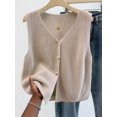 thumbnail image 1 of Women's Versatile V-Neck Knit Vest, Spring/Summer Fashion Piece, Button Front Sleeveless Cardigan Knitwear Top Black Fall, 1 of 4