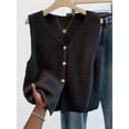 thumbnail image 1 of Women's Versatile V-Neck Knit Vest, Spring/Summer Fashion Piece, Button Front Sleeveless Cardigan Knitwear Top Black Fall, 1 of 3