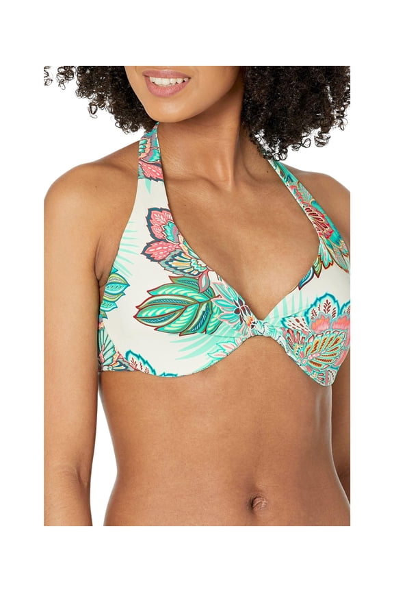 Tropical Lotus Twist Bikini Top Ivory 32/34DD
