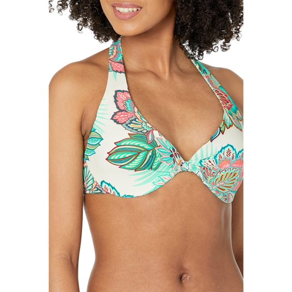 COCO REEF Tropical Lotus Twist Bikini Top Ivory 36/38C
