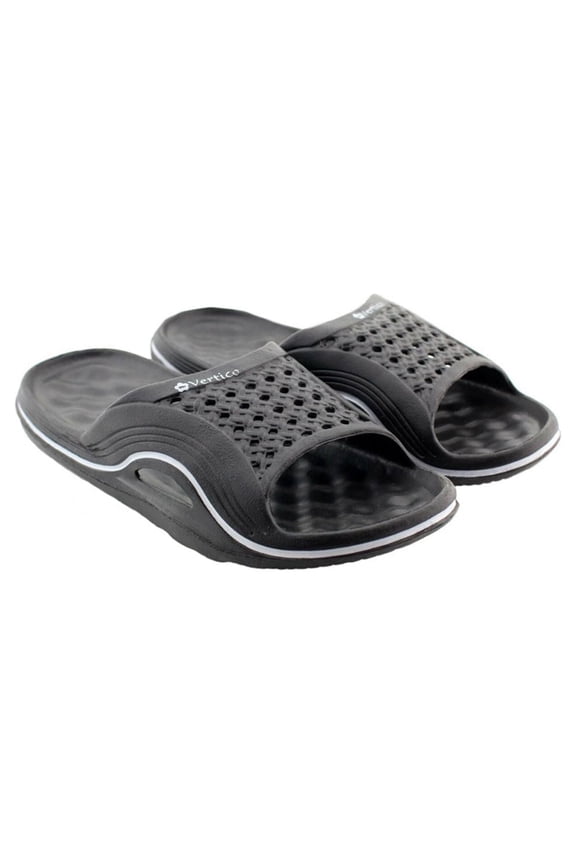 Women's Vertico Slip-On Shower Slides Home Shoes - Beach, Pool, or House Sandals - Black