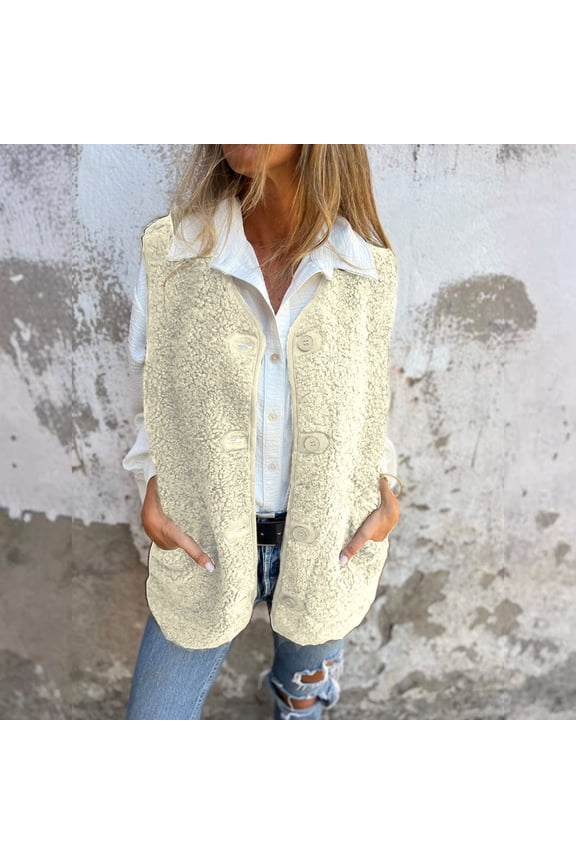 Women's Vest Jacket Cozy Lambswool Button Soft Stylish Layering